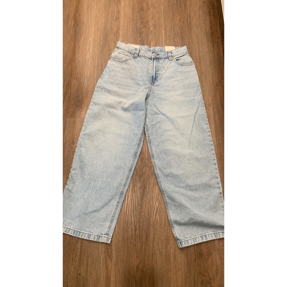 Zara Kids Light Wash Wide Leg Jeans Blue Keep Busy Embroidery Size 13-14 164cm